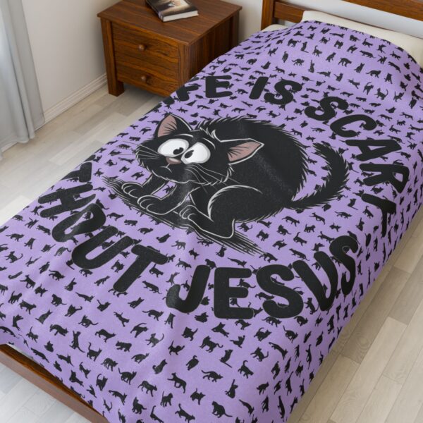 Model of Life is Scary Without Jesus Christian Blanket - Black Cat Velveteen Blanket 6