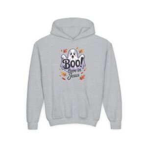Boo-lieve in Jesus Ghost Kids Christian Hoodie - Image 11