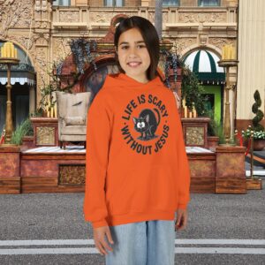 Life is Scary Without Jesus Kids Christian Hoodie - Image 2