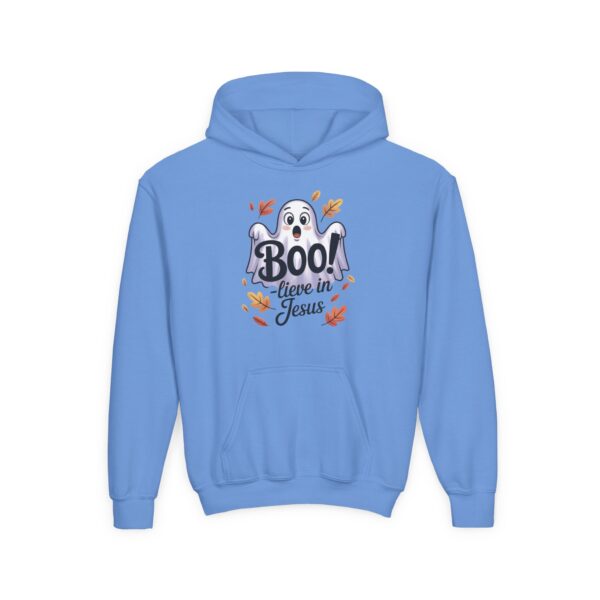 Model of Boo-lieve in Jesus Ghost Kids Christian Hoodie 44