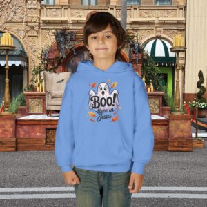 Boo-lieve in Jesus Ghost Kids Christian Hoodie - Image 21