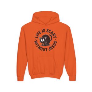 Life is Scary Without Jesus Kids Christian Hoodie - Image 4