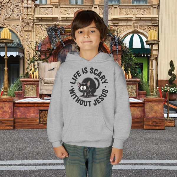 Model of Life is Scary Without Jesus Kids Christian Hoodie 16