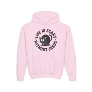 Life is Scary Without Jesus Kids Christian Hoodie - Image 32
