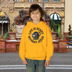 Life is Scary Without Jesus Kids Christian Hoodie - Image 13