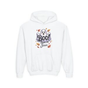 Boo-lieve in Jesus Ghost Kids Christian Hoodie - Image 7