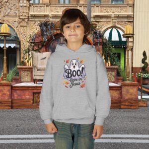 Boo-lieve in Jesus Ghost Kids Christian Hoodie - Image 9