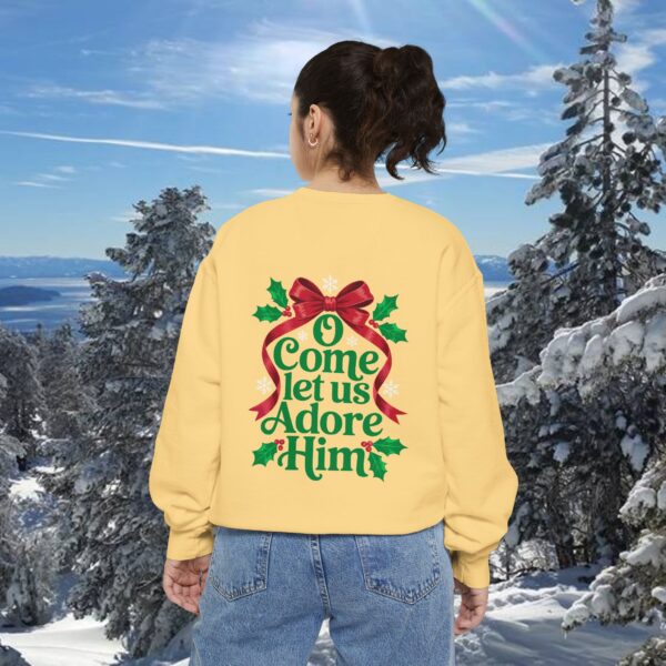 Model of O Come Let Us Adore Him Christian Sweatshirt 8