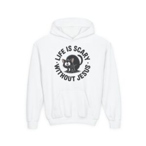 Life is Scary Without Jesus Kids Christian Hoodie - Image 8