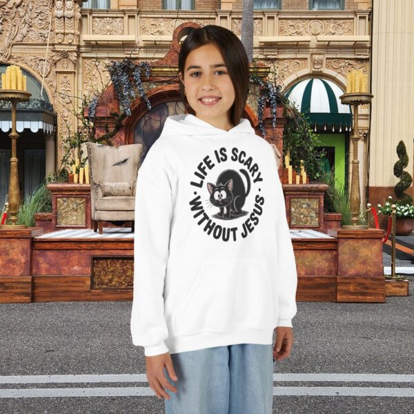 Model of Life is Scary Without Jesus Kids Christian Hoodie 10