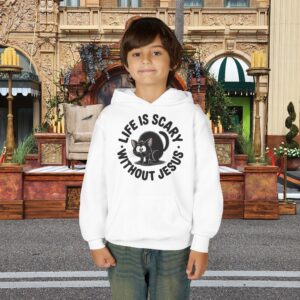 Life is Scary Without Jesus Kids Christian Hoodie - Image 5