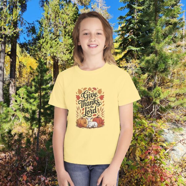Model of Give Thanks to the Lord Kids Christian T-Shirt 8