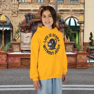 Life is Scary Without Jesus Kids Christian Hoodie - Image 14
