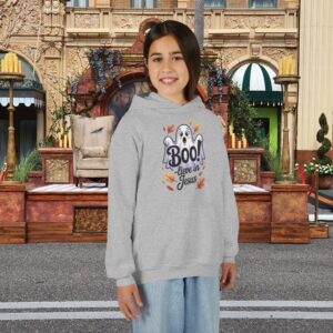 Boo-lieve in Jesus Ghost Kids Christian Hoodie - Image 10