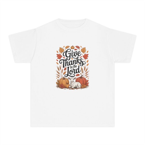 Model of Give Thanks to the Lord Kids Christian T-Shirt 6