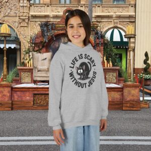 Life is Scary Without Jesus Kids Christian Hoodie - Image 10