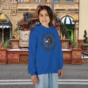 Life is Scary Without Jesus Kids Christian Hoodie - Image 26