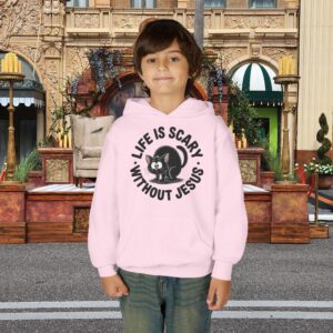 Life is Scary Without Jesus Kids Christian Hoodie - Image 29