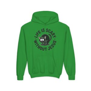 Life is Scary Without Jesus Kids Christian Hoodie - Image 20