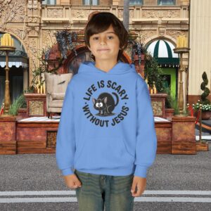 Life is Scary Without Jesus Kids Christian Hoodie - Image 21