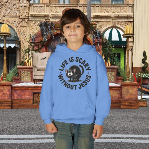 Model of Life is Scary Without Jesus Kids Christian Hoodie 40