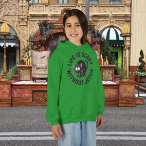 Life is Scary Without Jesus Kids Christian Hoodie - Image 18