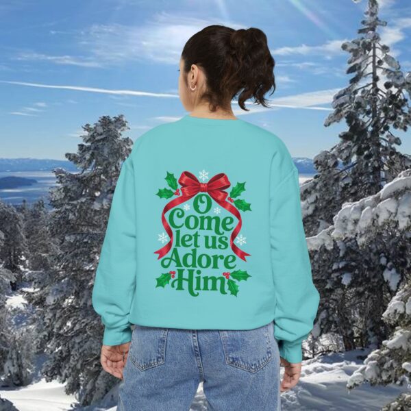 Model of O Come Let Us Adore Him Christian Sweatshirt 1