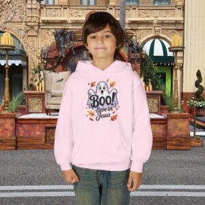 Boo-lieve in Jesus Ghost Kids Christian Hoodie - Image 29