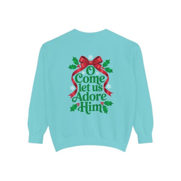 Model of O Come Let Us Adore Him Christian Sweatshirt 4