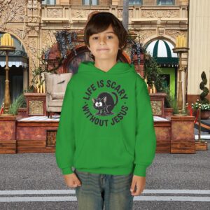 Life is Scary Without Jesus Kids Christian Hoodie - Image 17