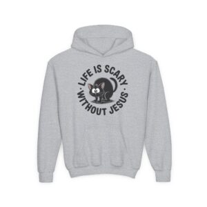 Life is Scary Without Jesus Kids Christian Hoodie - Image 12