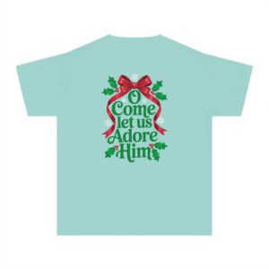 O Come Let Us Adore Him Christian Kids T-Shirt - Image 12