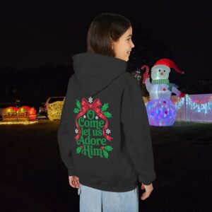 O Come Let Us Adore Him Christian Kids Hoodie - Image 6