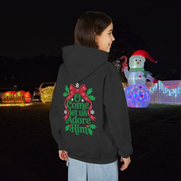 Model of O Come Let Us Adore Him Christian Kids Hoodie 10