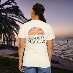 New Mercies New Year Christian Sunrise T-Shirt - Image 1