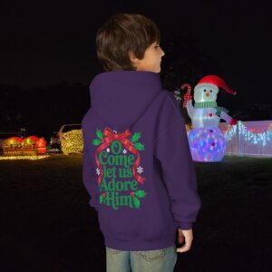 O Come Let Us Adore Him Christian Kids Hoodie - Image 27