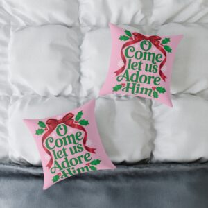 O Come Let Us Adore Him Christmas Throw Pillow - 2 Sizes - Image 2