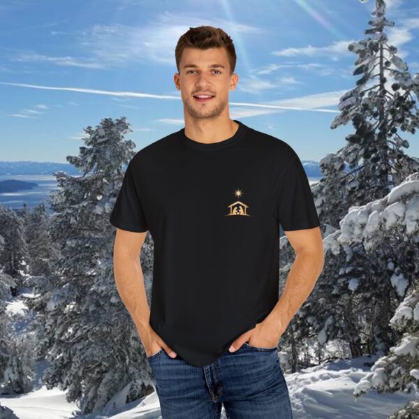 Model of For Unto You Is Born Manger Scene Christian T-Shirt 24