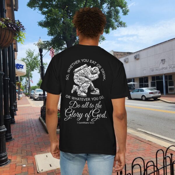 Model of Do It All For the Glory of God Christian Firefighter T-Shirt 9