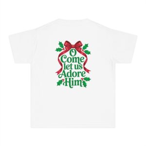 O Come Let Us Adore Him Christian Kids T-Shirt - Image 6