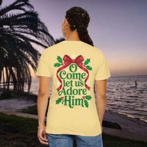 O Come Let Us Adore Him Christian T-Shirt - Image 1