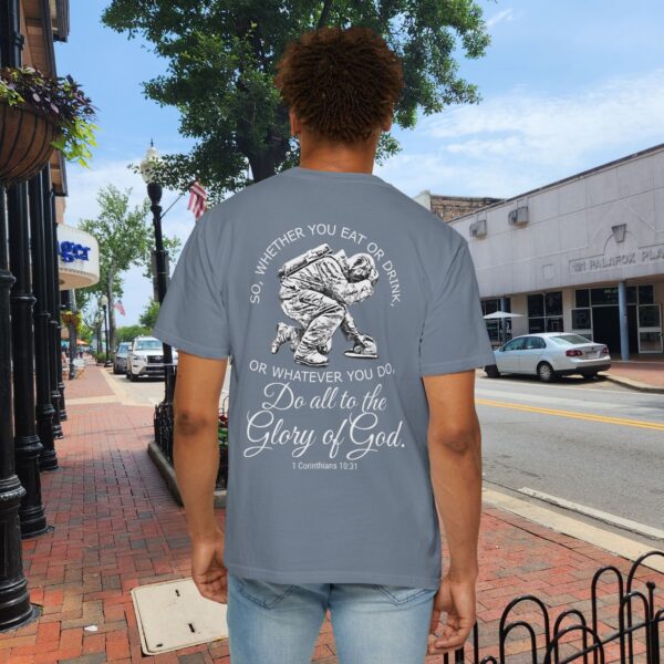 Model of Do It All For the Glory of God Christian Firefighter T-Shirt 6