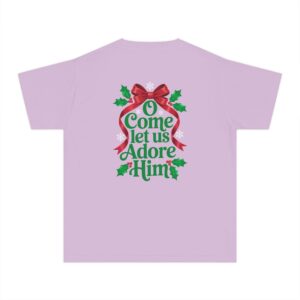 O Come Let Us Adore Him Christian Kids T-Shirt - Image 21