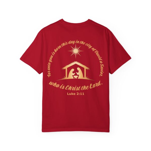 Model of For Unto You Is Born Manger Scene Christian T-Shirt 58