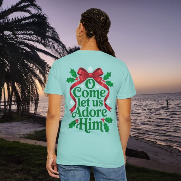 Model of O Come Let Us Adore Him Christian T-Shirt 8