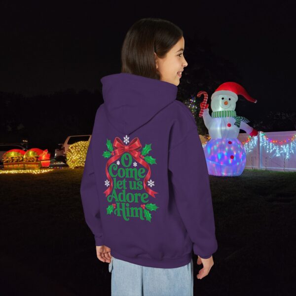 Model of O Come Let Us Adore Him Christian Kids Hoodie 50