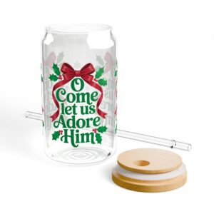 O Come Let us Adore Him Sipper Glass, 16oz - Image 3