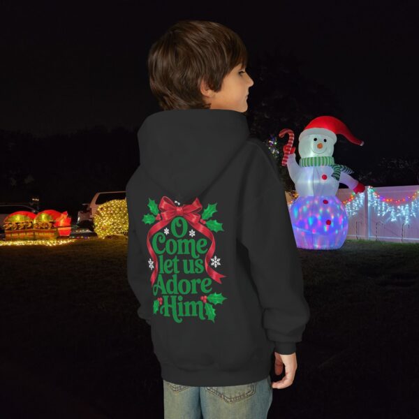 Model of O Come Let Us Adore Him Christian Kids Hoodie 12