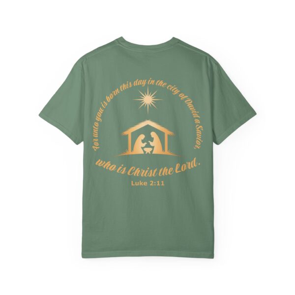 Model of For Unto You Is Born Manger Scene Christian T-Shirt 18