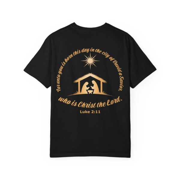 Model of For Unto You Is Born Manger Scene Christian T-Shirt 28